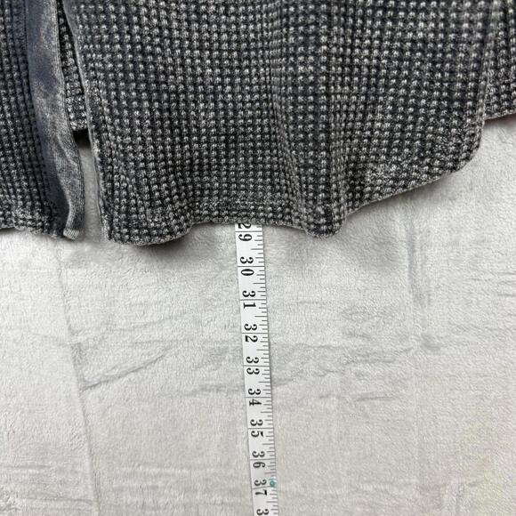 Bucketlist Waffle Knit Button-Up Shirt Black Acid Wash Oversized Size Medium USA - Picture 7 of 8